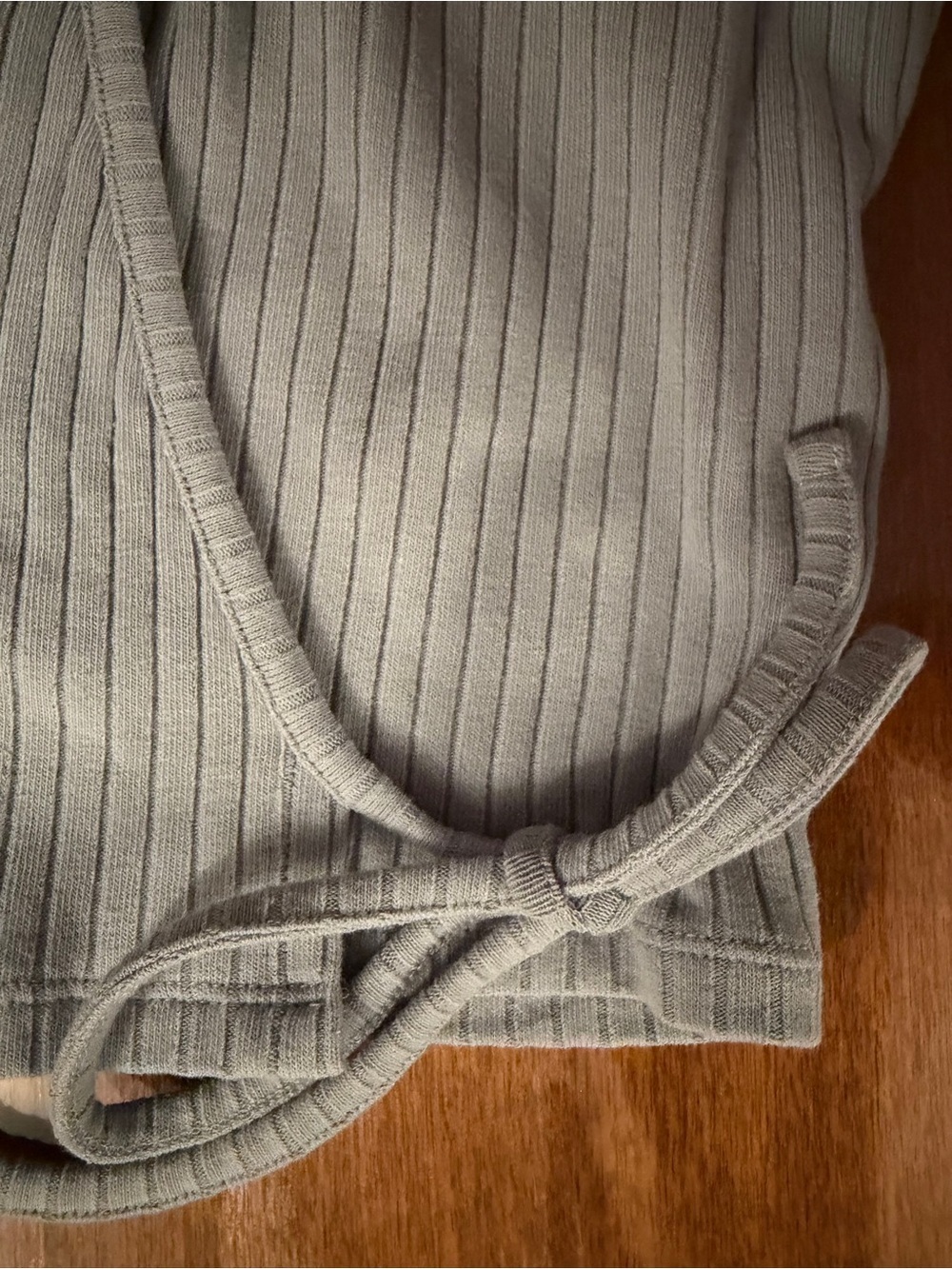 Madewell SZ XXS Pale Blue Ribbed Faux Wrap Crop Top - Picture 5 of 13